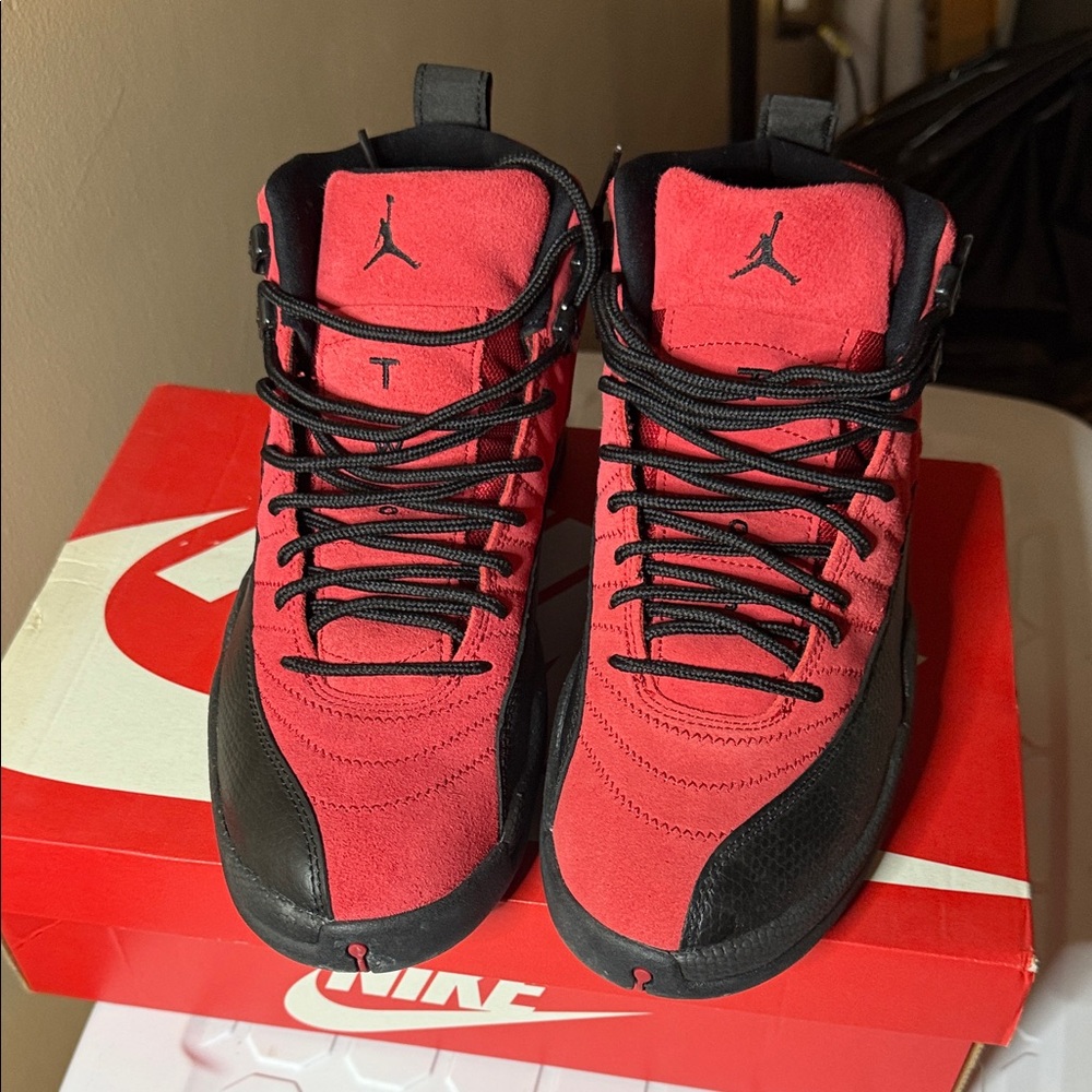 Jordan 12 Retro Black and Red High-Top Sneakers